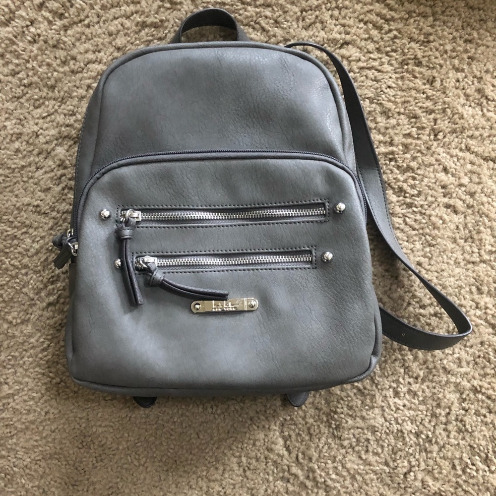 Grey and silver backpack